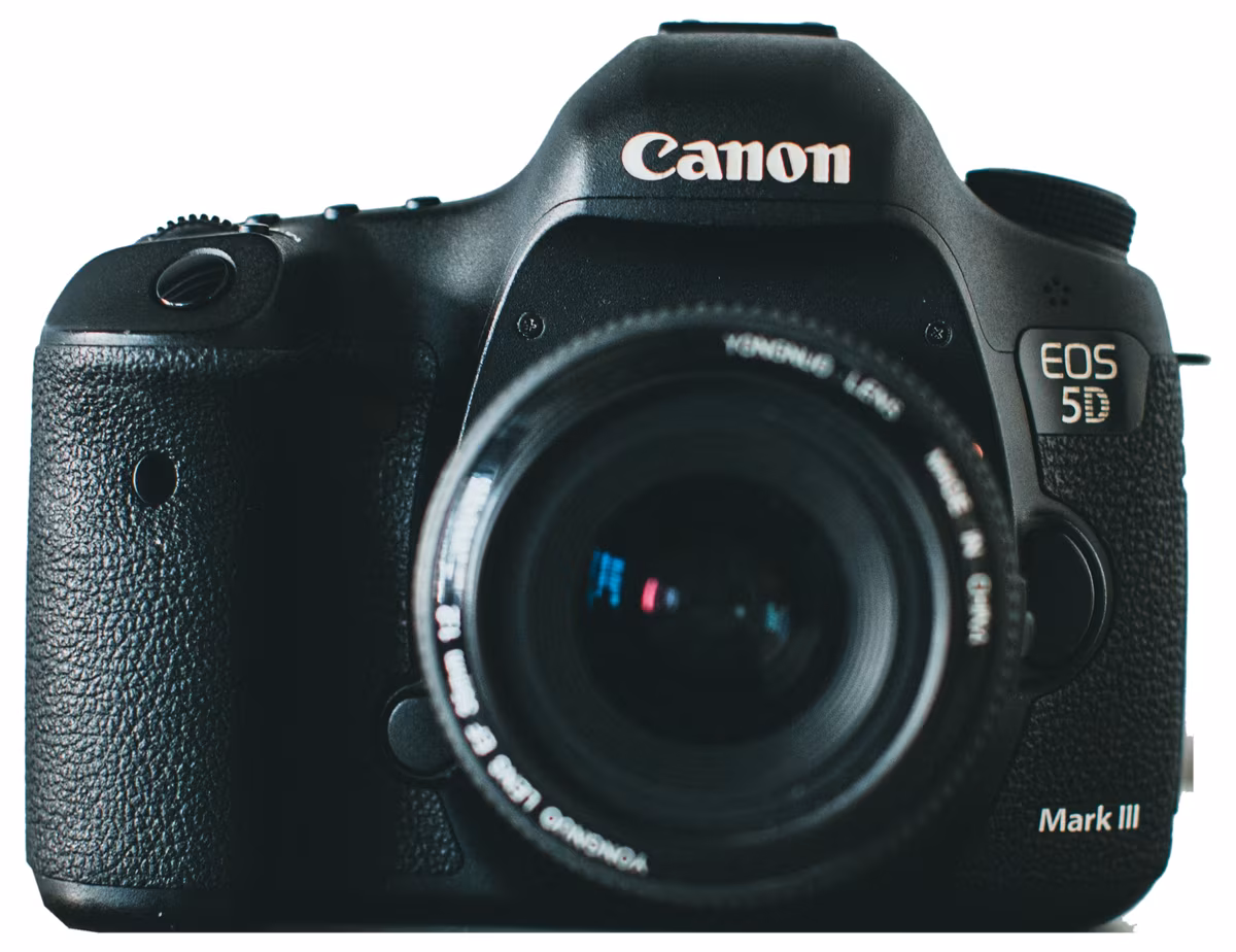 A full-frame DSLR body photographed head-on, used here to locate the five faults we see most